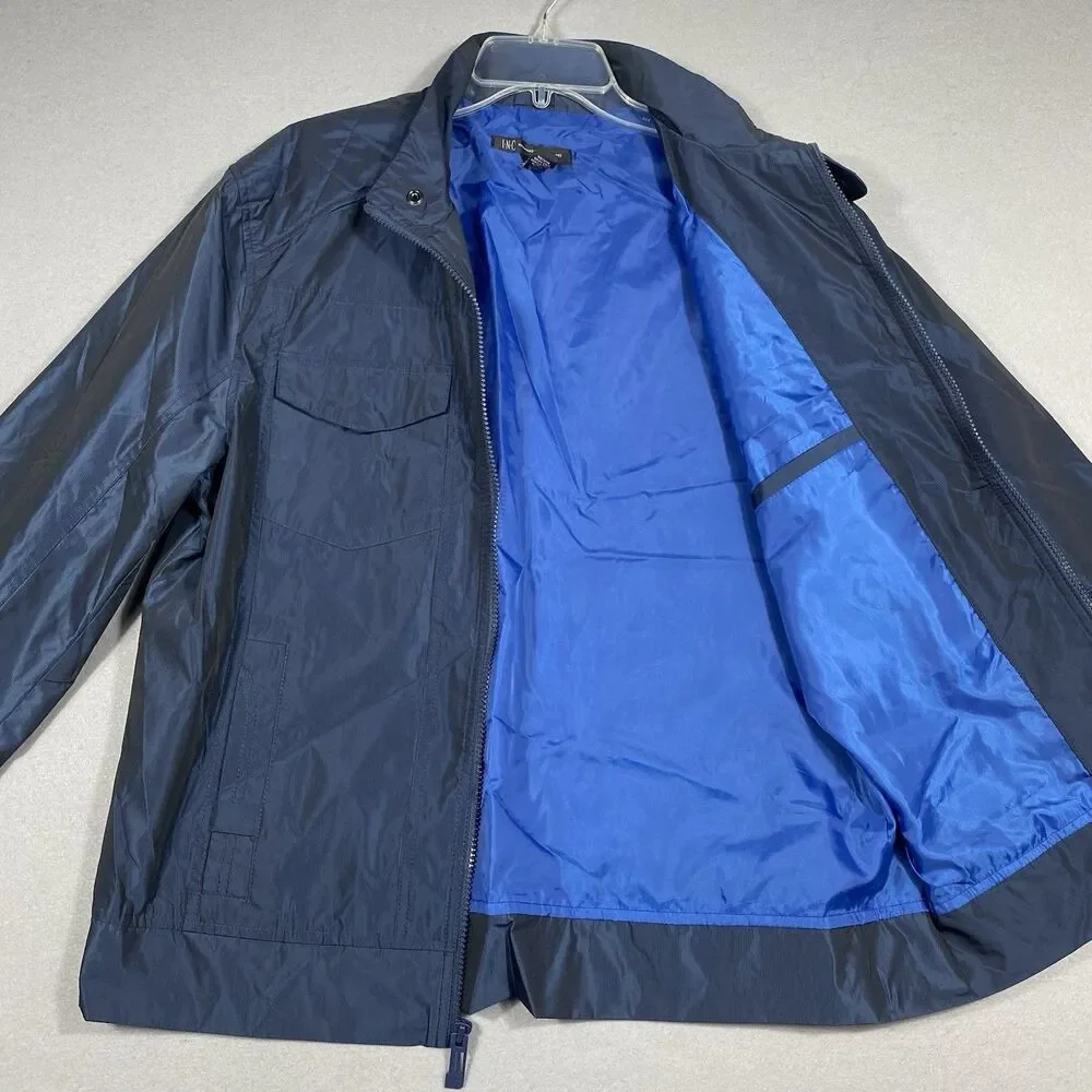 INC International Concepts Jacket Mens L Blue Cafe Racer Full Zip New MRSP $80